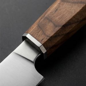 Alternative view of Şahmaran Bıçak Seti – Doğal Kök Ceviz Saplı Profesyonel Mutfak Bıçakları | J2-4028 Paslanmaz Çelik (3’lü Set)